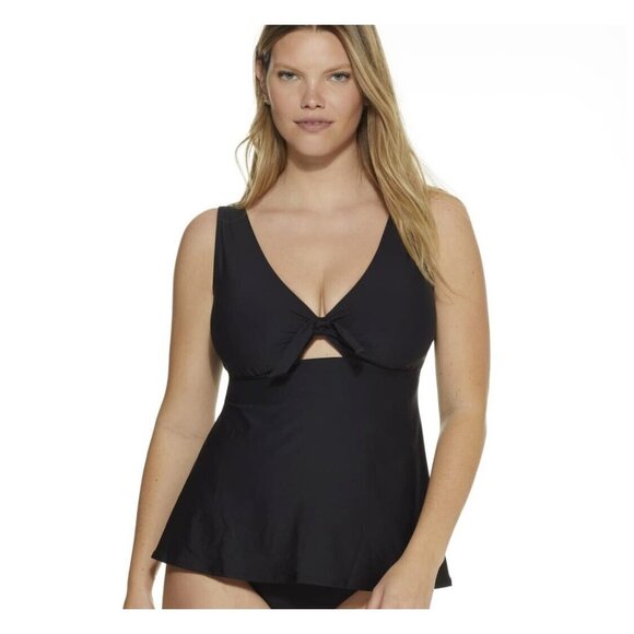 Birdsong Bare Necessities Size 38I Underwire Black‎ Tie Front Tankini Swim Top - Picture 5 of 13